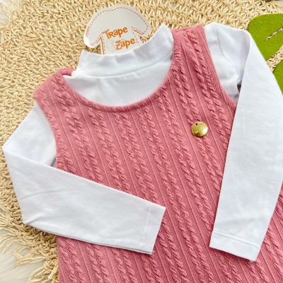 Conj. Blusa Manga Longa e Salopete Trançado - Rose